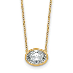 14k 2ct Cert Lab Grown Dia VS+ F+ Oval  Bezel Set Pendant