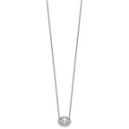 14k White Gold 2 1/2 carat Certified Lab Grown Diamond VS+ F+ Oval Complete 18 inch Bezel Set Necklace