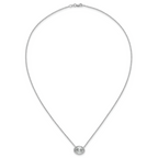 14k White Gold 2 1/2 carat Certified Lab Grown Diamond VS+ F+ Oval Complete 18 inch Bezel Set Necklace