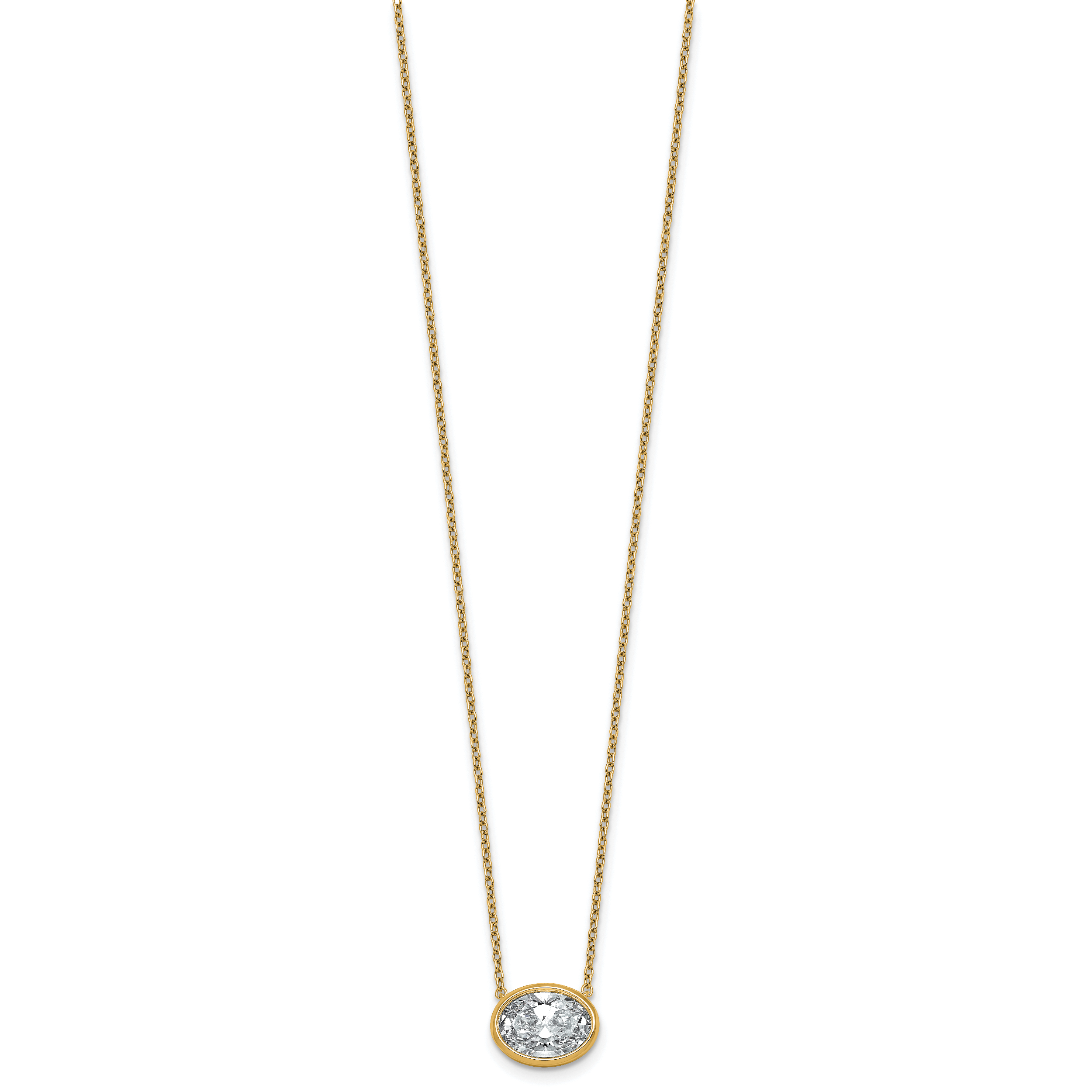 14k 2 1/2 carat Certified Lab Grown Diamond VS+ F+ Oval Complete 18 inch Bezel Set Necklace Secondary image