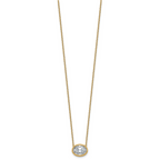 14k 2 1/2 carat Certified Lab Grown Diamond VS+ F+ Oval Complete 18 inch Bezel Set Necklace