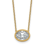 14k 2 1/2 carat Certified Lab Grown Diamond VS+ F+ Oval Complete 18 inch Bezel Set Necklace