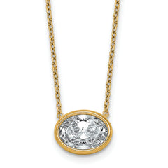 14k 2 1/2 carat Certified Lab Grown Diamond VS+ F+ Oval Complete 18 inch Bezel Set Necklace