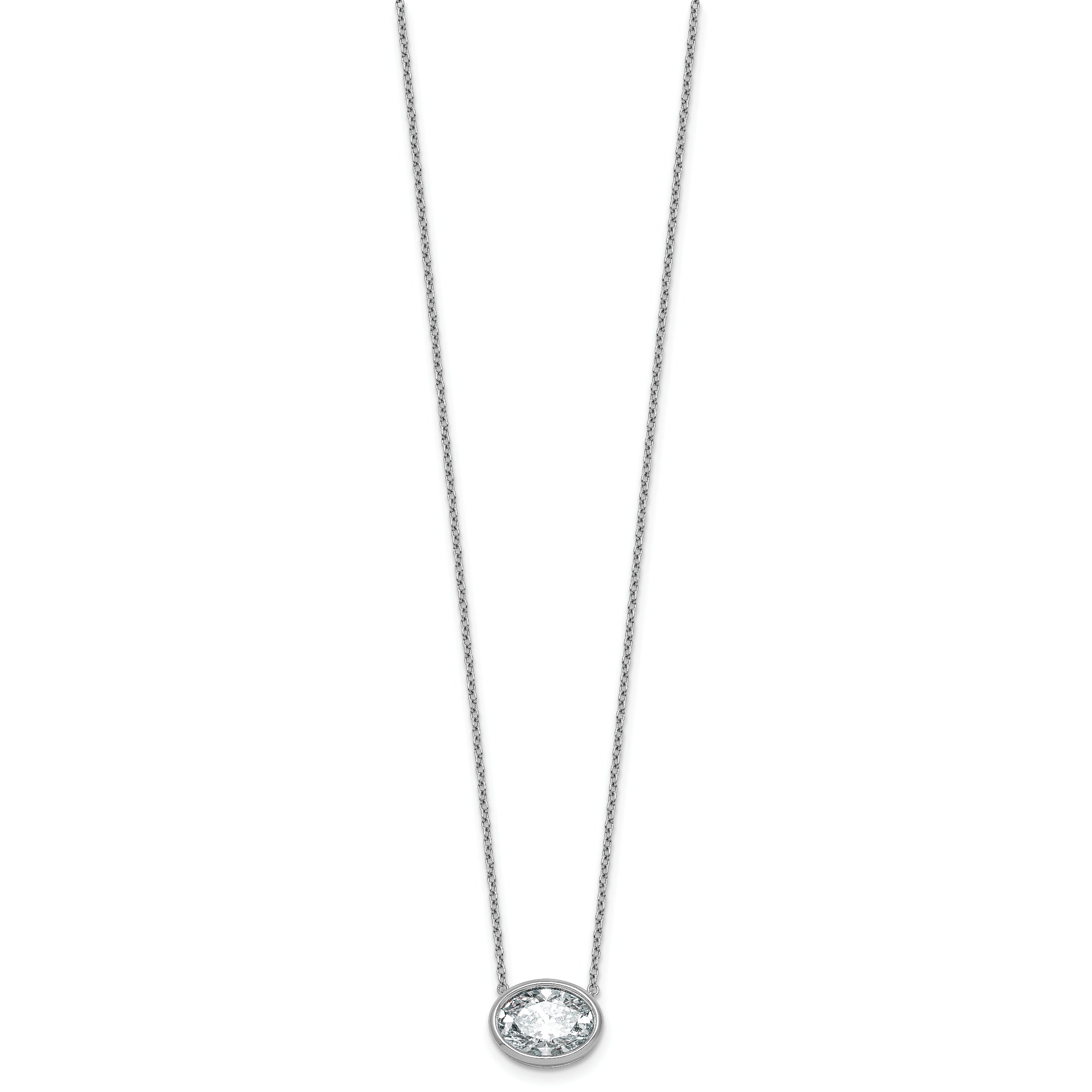 14k White Gold 3 carat Certified Lab Grown Diamond VS+ F+ Oval Complete 18 inch Bezel Set Necklace