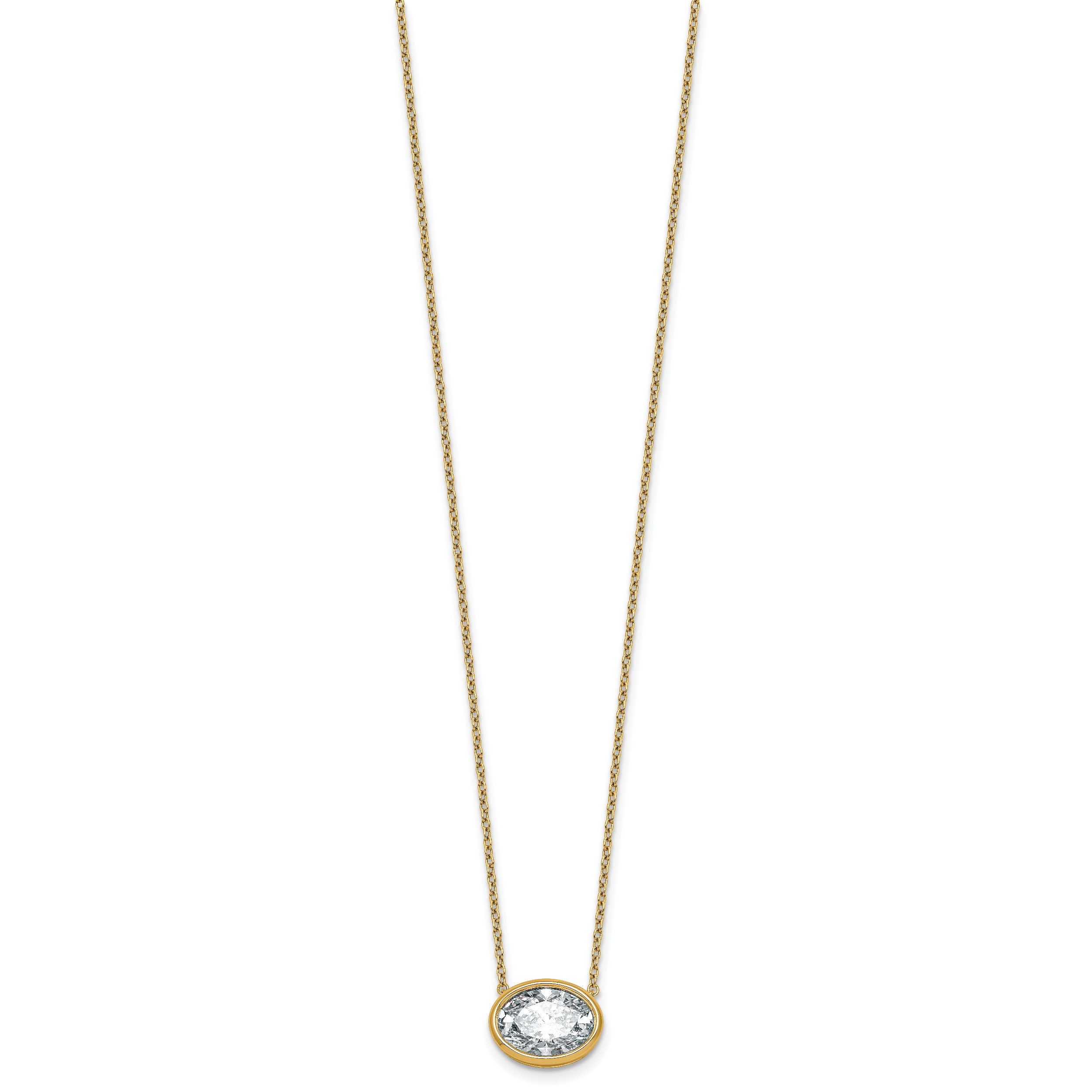14k 3 carat Certified Lab Grown Diamond VS+ F+ Oval Complete 18 inch Bezel Set Necklace Secondary image