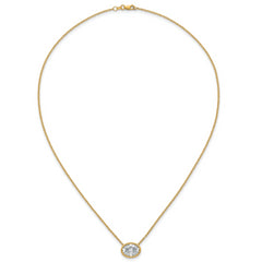 14k 3 carat Certified Lab Grown Diamond VS+ F+ Oval Complete 18 inch Bezel Set Necklace