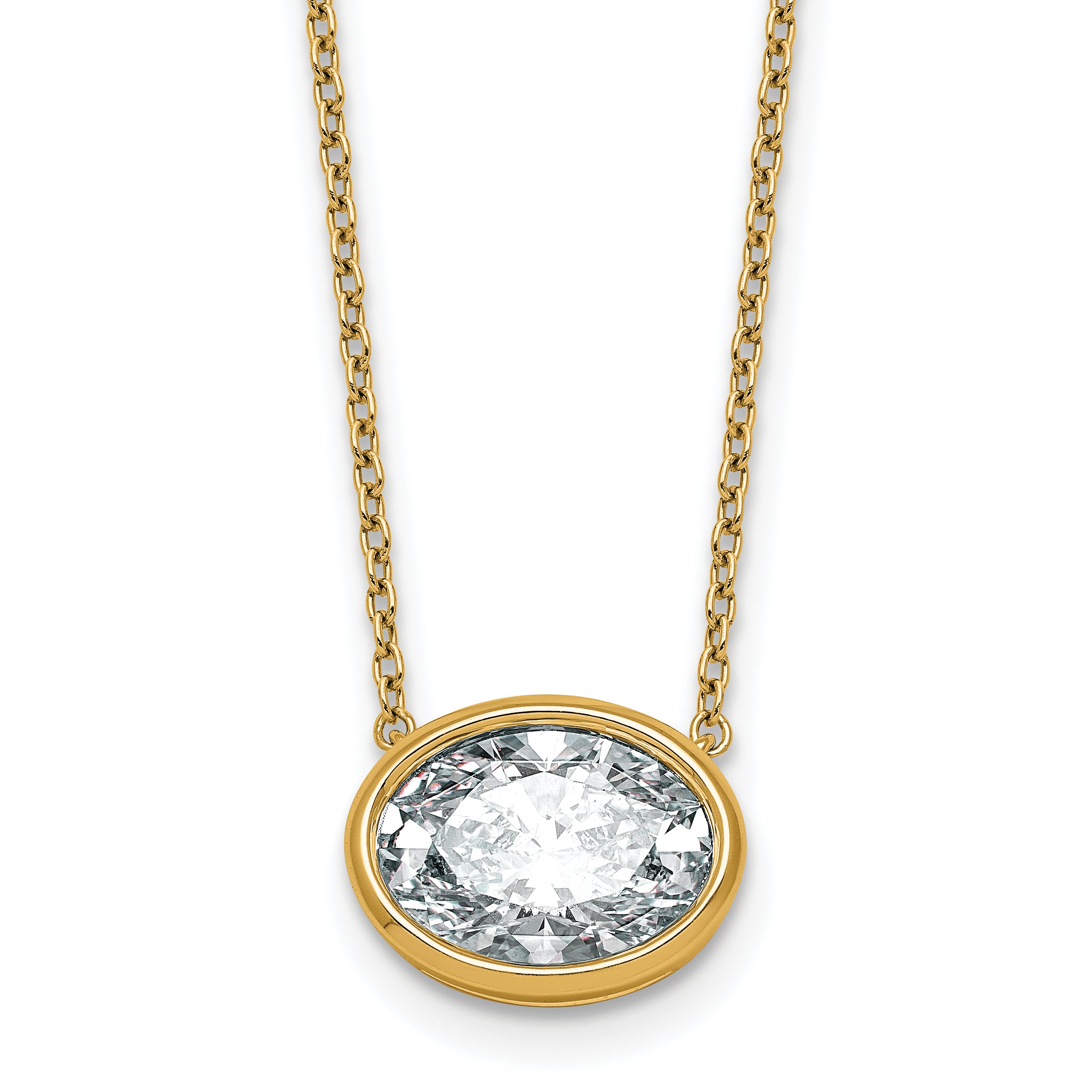14k 3ct Cert Lab Grown Dia VS+ F+ Oval  Bezel Set Pendant