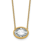 14k 3 carat Certified Lab Grown Diamond VS+ F+ Oval Complete 18 inch Bezel Set Necklace