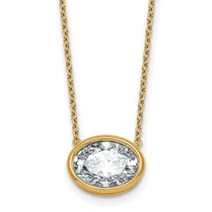 14k 3ct Cert Lab Grown Dia VS+ F+ Oval  Bezel Set Pendant