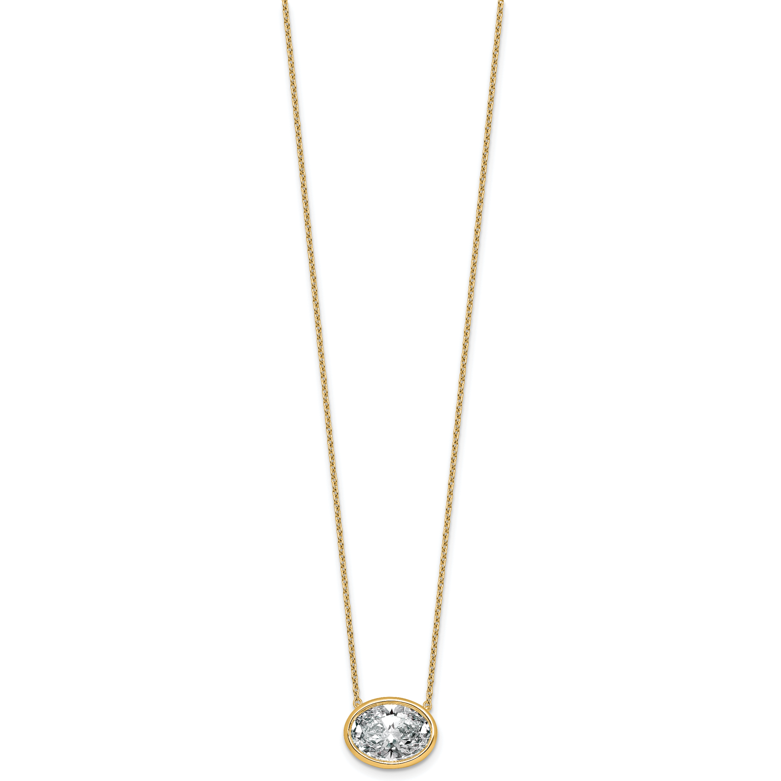 14k 4 carat Certified Lab Grown Diamond VS+ F+ Oval Complete 18 inch Bezel Set Necklace Secondary image