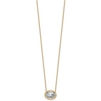 14k 4 carat Certified Lab Grown Diamond VS+ F+ Oval Complete 18 inch Bezel Set Necklace