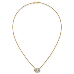 14k 4 carat Certified Lab Grown Diamond VS+ F+ Oval Complete 18 inch Bezel Set Necklace