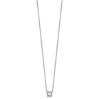 14k White Gold 1 carat Certified Lab Grown Diamond VS+ F+ Princess Complete 18 inch Bezel Set Necklace