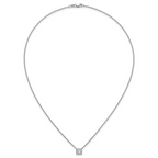 14k White Gold 1 carat Certified Lab Grown Diamond VS+ F+ Princess Complete 18 inch Bezel Set Necklace