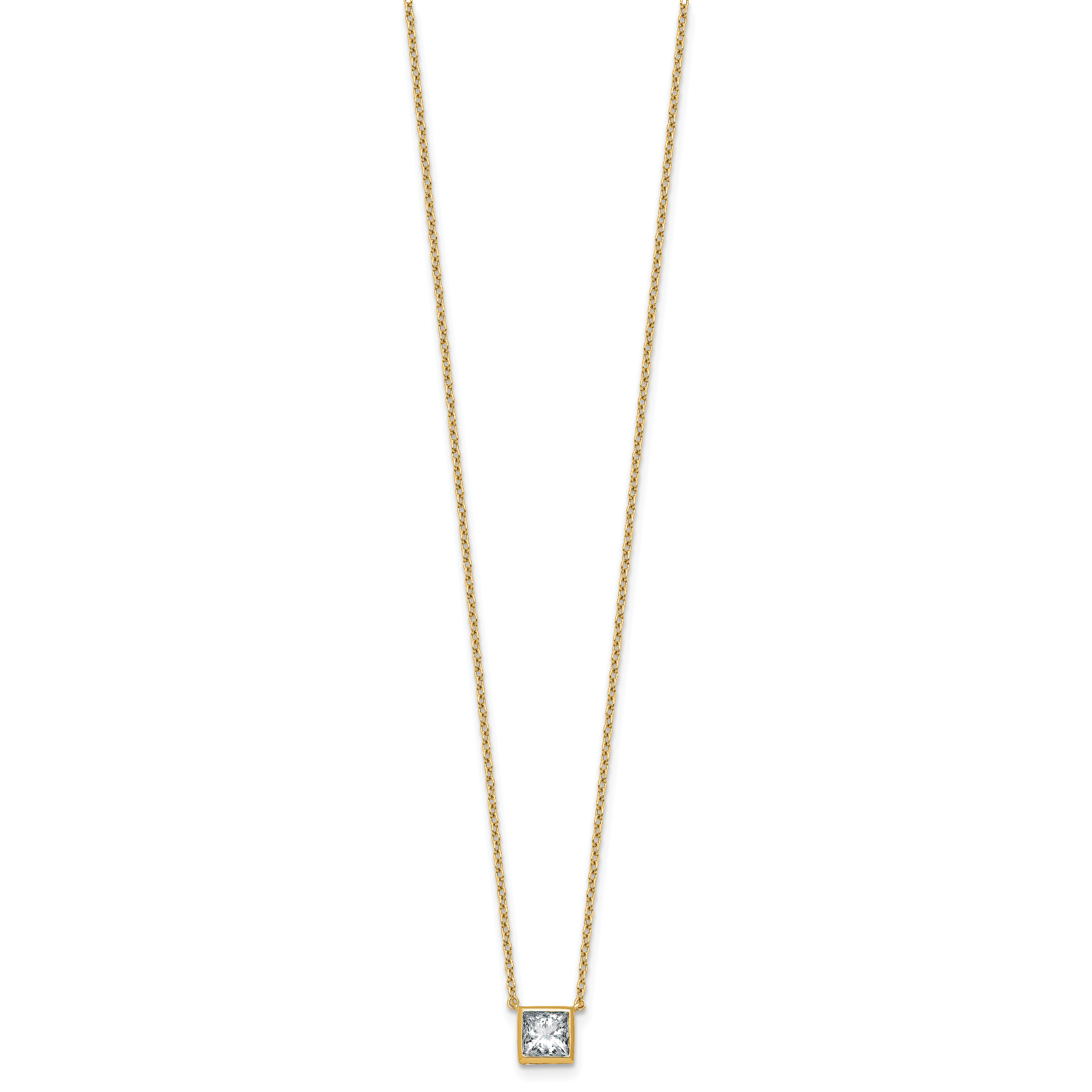 14k 1 carat Certified Lab Grown Diamond VS+ F+ Princess Complete 18 inch Bezel Set Necklace Secondary image