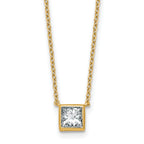14k 1 carat Certified Lab Grown Diamond VS+ F+ Princess Complete 18 inch Bezel Set Necklace
