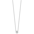 14k White Gold 1 1/2 carat Certified Lab Grown Diamond VS+ F+ Princess Complete 18 inch Bezel Set Necklace