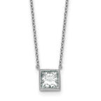 14k White Gold 1 1/2 carat Certified Lab Grown Diamond VS+ F+ Princess Complete 18 inch Bezel Set Necklace