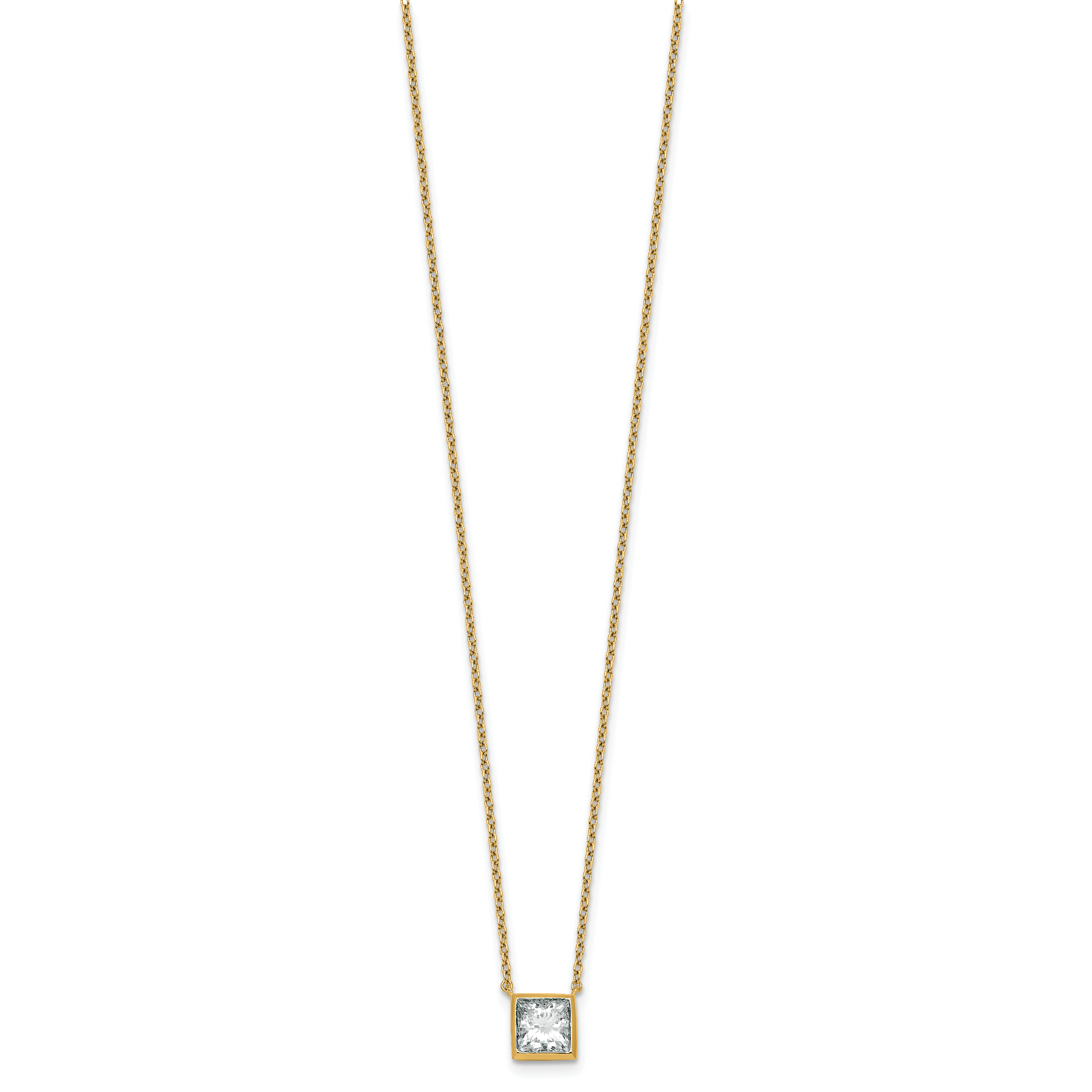 14k 1 1/2 carat Certified Lab Grown Diamond VS+ F+ Princess Complete 18 inch Bezel Set Necklace Secondary image