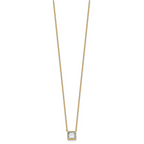 14k 1 1/2 carat Certified Lab Grown Diamond VS+ F+ Princess Complete 18 inch Bezel Set Necklace