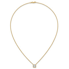 14k 1 1/2 carat Certified Lab Grown Diamond VS+ F+ Princess Complete 18 inch Bezel Set Necklace