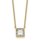 14k 1 1/2 carat Certified Lab Grown Diamond VS+ F+ Princess Complete 18 inch Bezel Set Necklace
