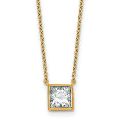 14k 1 1/2 carat Certified Lab Grown Diamond VS+ F+ Princess Complete 18 inch Bezel Set Necklace
