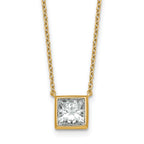 14k 2 carat Certified Lab Grown Diamond VS+ F+ Princess Complete 18 inch Bezel Set Necklace