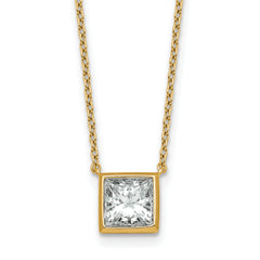 14k 2ct Cert Lab Grown Dia VS+ F+ Princess  Bezel Set Pendant