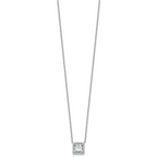 14k White Gold 2 1/2 carat Certified Lab Grown Diamond VS+ F+ Princess Complete 18 inch Bezel Set Necklace