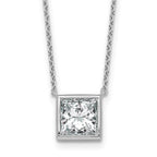 14k White Gold 2 1/2 carat Certified Lab Grown Diamond VS+ F+ Princess Complete 18 inch Bezel Set Necklace