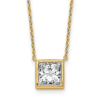 14k 2 1/2 carat Certified Lab Grown Diamond VS+ F+ Princess Complete 18 inch Bezel Set Necklace
