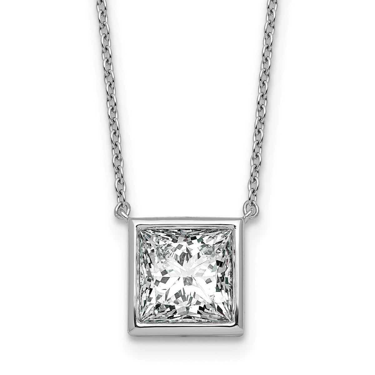 Princess Bezel-Set Lab-Grown Diamond Necklace in 14K White Gold, 457mm (3 ct.) - Sophia Jewelers Main image