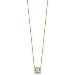 14k 3 carat Certified Lab Grown Diamond VS+ F+ Princess Complete 18 inch Bezel Set Necklace