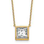 14k 3 carat Certified Lab Grown Diamond VS+ F+ Princess Complete 18 inch Bezel Set Necklace