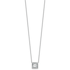 14k White Gold 4 carat Certified Lab Grown Diamond VS+ F+ Princess Complete 18 inch Bezel Set Necklace