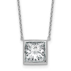 14k White Gold 4 carat Certified Lab Grown Diamond VS+ F+ Princess Complete 18 inch Bezel Set Necklace