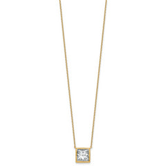 14k 4 carat Certified Lab Grown Diamond VS+ F+ Princess Complete 18 inch Bezel Set Necklace