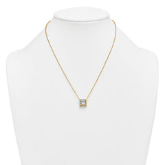 14k 4 carat Certified Lab Grown Diamond VS+ F+ Princess Complete 18 inch Bezel Set Necklace