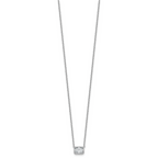 14k White Gold 1 carat Certified Lab Grown Diamond VS+ F+ Radiant Complete 18 inch Bezel Set Solitaire Necklace