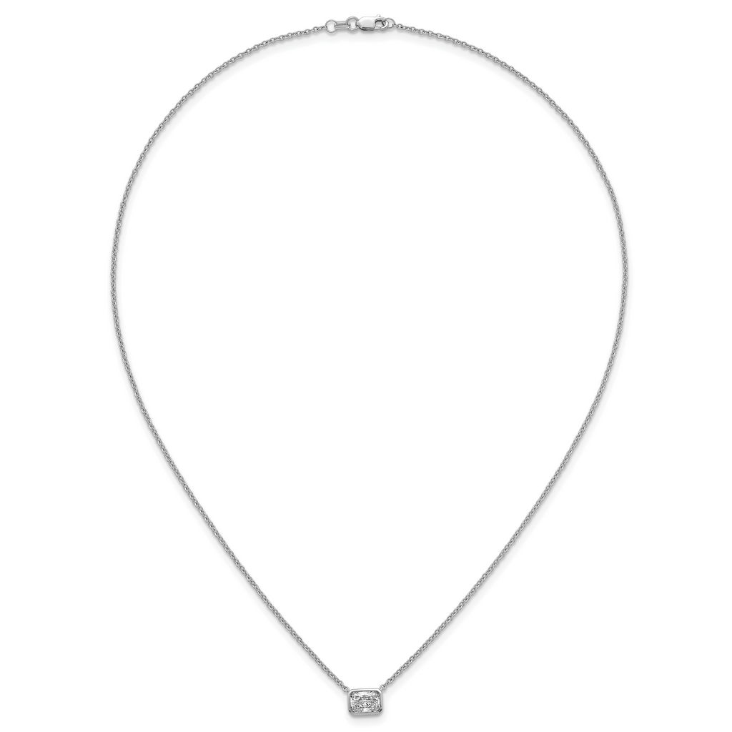14k White Gold 1 carat Certified Lab Grown Diamond VS+ F+ Radiant Complete 18 inch Bezel Set Solitaire Necklace