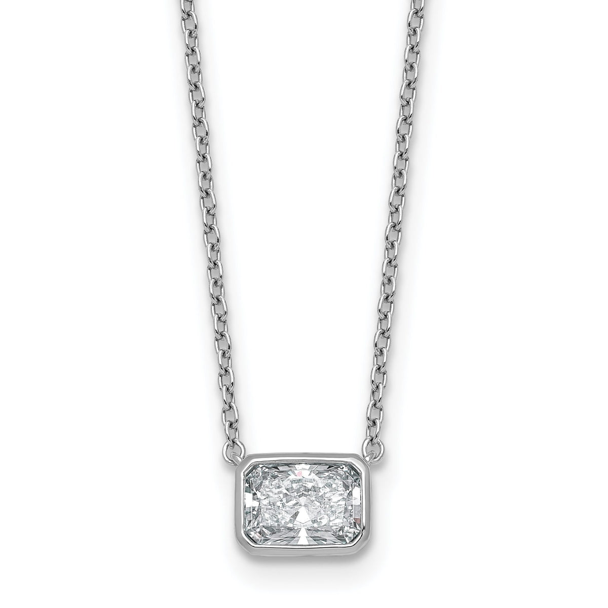 East-West Radiant Lab-Grown Diamond Necklace in 14K White Gold, 457mm (1 ct.) - Sophia Jewelers Main image