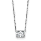 14k White Gold 1 carat Certified Lab Grown Diamond VS+ F+ Radiant Complete 18 inch Bezel Set Solitaire Necklace