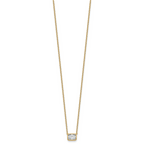 14k 1 carat Certified Lab Grown Diamond VS+ F+ Radiant Complete 18 inch Bezel Set Solitaire Necklace