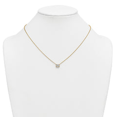 14k 1 carat Certified Lab Grown Diamond VS+ F+ Radiant Complete 18 inch Bezel Set Solitaire Necklace