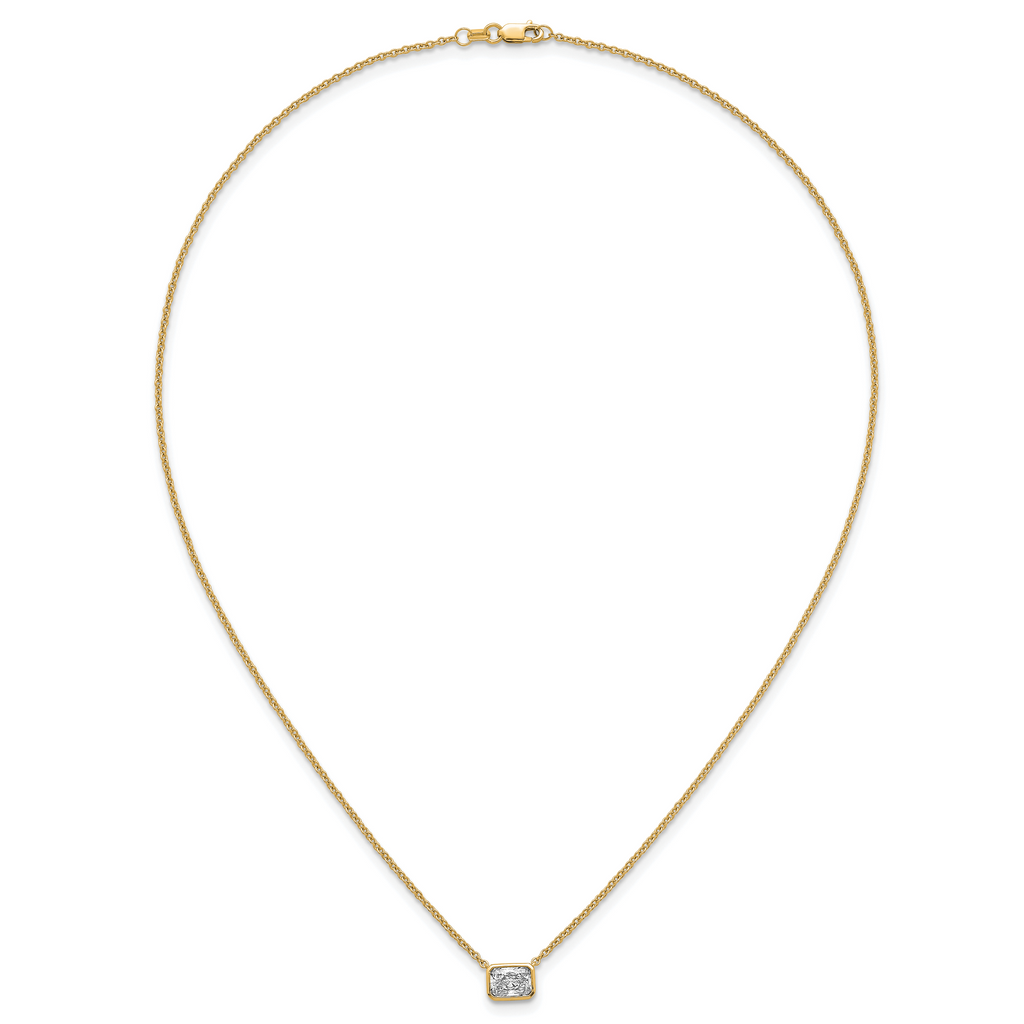 14k 1 carat Certified Lab Grown Diamond VS+ F+ Radiant Complete 18 inch Bezel Set Solitaire Necklace
