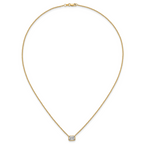 14k 1 carat Certified Lab Grown Diamond VS+ F+ Radiant Complete 18 inch Bezel Set Solitaire Necklace