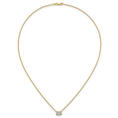 14k 1 carat Certified Lab Grown Diamond VS+ F+ Radiant Complete 18 inch Bezel Set Solitaire Necklace