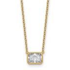 14k 1 carat Certified Lab Grown Diamond VS+ F+ Radiant Complete 18 inch Bezel Set Solitaire Necklace