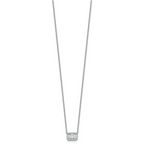 14k White Gold 1 1/2 carat Certified Lab Grown Diamond VS+ F+ Radiant Complete 18 inch Bezel Set Solitaire Necklace